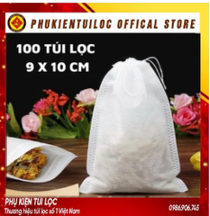 ( Sỉ) Combo 100 Túi lọc trà, cà phê vải không dệt có dây rút - Túi lọc nhiều kích thước