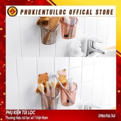 Cốc Gấu DÁN TƯỜNG - Hũ Đựng Bàn Chải Và Kem Đánh Răng Hình Gấu Dễ Thương- Phukientuiloc.com