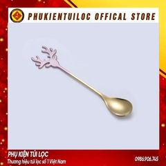 Bộ thìa dĩa sừng hươu inox 304 dụng cụ pha trà, cafe mừng giáng sinh, năm mới- Phukientuiloc.com
