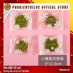 Set 100 Túi đựng bánh cookie/ bánh quy/ trà hoa( túi trắng mờ hoa cúc) nhiều kích thước- Phukientuiloc.com