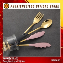 Thìa inox 304 pha trà dụng cụ pha cà phê muỗng cafe inox mạ vàng thiết kế hiện đại sáng trọng- Phukientuiloc.com