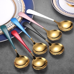 Thìa Inox 304 cao cấp độ dày 3.5mm mạ vàng cán dài nhiều màu sắc( kèm túi)