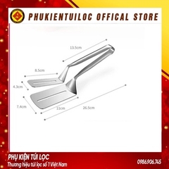 Kẹp inox 304 gắp nóng thức ăn bằng inox, chiên xẻng nướng, gắp đồ nóng như bít tết, cá rán, thịt nướng độ dày 0.8-1.3cm