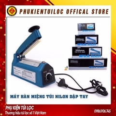 Máy hàn nhiệt miệng túi nilon túi zip dập tay PFS 200 để bảo quản thực phẩm, bọc sản phẩm bán hàng, cắt màng co