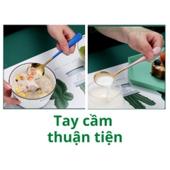 Thìa Inox 304 cao cấp độ dày 3.5mm mạ vàng cán dài nhiều màu sắc( kèm túi)