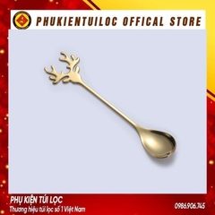 Bộ thìa dĩa sừng hươu inox 304 dụng cụ pha trà, cafe mừng giáng sinh, năm mới- Phukientuiloc.com