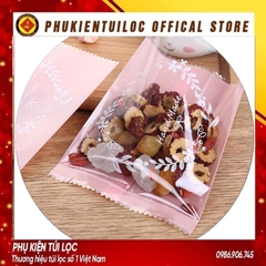Set 100 Túi đựng bánh cookie/ bánh quy/ trà hoa( túi vòng hoa 4 màu )nhiều kích thước- Phukientuiloc.com