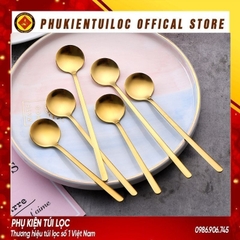 Thìa cafe, muỗng cafe, thìa dài uống trà inox 410, 304 cao cấp, hai màu vàng bạc sang trọng, tinh tế... -Phukientuiloc