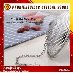 Lọc trà inox 304 cao cấp hình trụ, có dây treo, không gỉ 8 cm ( 2083)