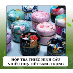 Hộp đựng trà hình cầu PHUKIENTUILOC, chất liệu thiếc, kích cỡ nhỏ gọn-nhiều hoạ tiết sang trọng