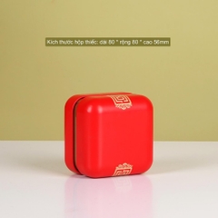 Hộp thiếc đựng trà cạnh tròn hoạ tiết hoa kích thước dài 80*80*56mm