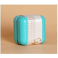 Hộp thiếc đựng trà cạnh tròn hoạ tiết hoa kích thước dài 80*80*56mm