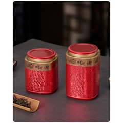 Hộp thiếc tròn nhỏ đựng trà xanh, trà thảo mộc hoa văn nổi- Phukientuiloc