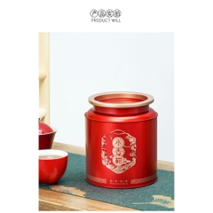 Hộp thiếc tròn đựng trà xanh NẮP NGƯỢC cao cấp 2025- Phukientuiloc