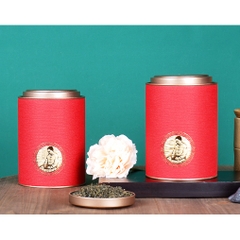 SET QUÀ TANG Lon thiếc giấy tròn đựng trà sáng tạo in hình ông già nhiều màu sắc-Phukientuiloc