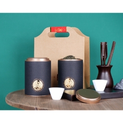 SET QUÀ TANG Lon thiếc giấy tròn đựng trà sáng tạo in hình ông già nhiều màu sắc-Phukientuiloc