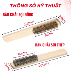 Bàn chải cán gỗ Sợi Thép/Sợi Đồng