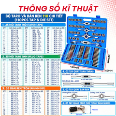 Bộ taro & bàn ren 110 Chi Tiết