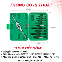 Bộ tháo ốc kèm tay taro 11 chi tiết