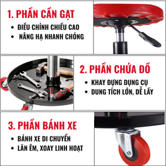 Ghế Sửa Xe Xoay 360 Khay Đồ