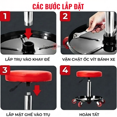 Ghế Sửa Xe Xoay 360 Khay Đồ