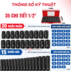 Bộ khẩu đen 35 chi tiết 1/2 inch