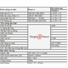 Đồng hồ vạn năng UT33D+ chính hãng - Màn hình LCD hiện thị số