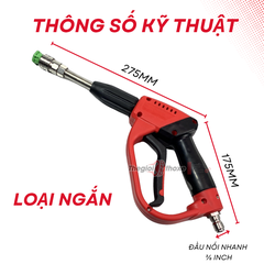 Súng rửa xe cao áp loại ngắn đỏ đen - Chân nối nhanh