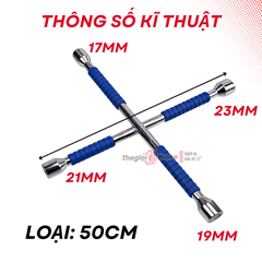 Tay công tháo lốp chữ thập C-mart- Gồm 4 đầu mở 17 x 19 x 21 x 23mm