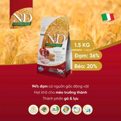Hạt Ancestral Grain Adult Cat Chicken Spelt Oats Pomegranate Farmina N&D - Hạt Farmina Gà Lúa mì Yến mạch Lựu cho Mèo trưởng thành