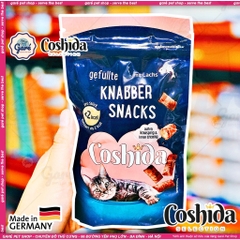 70gr - Bánh thưởng cho Mèo Coshida Creamy & Crunch Knabbersnack vị Gà Phomai & Cá hồi giòn tan bên ngoài bọc kem