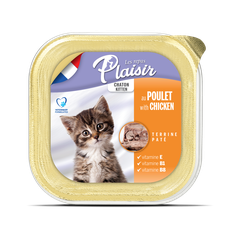Pate Plaisir cho Mèo lon 100gr Chicken Kitten, Salmon, Tuna