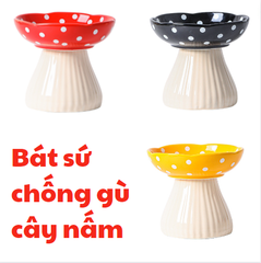 Bát sứ hình Nấm chống gù cho Chó Mèo