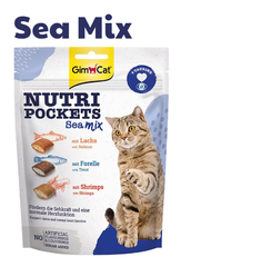 150gr -Sea Mix -Nutri Pocket Gimcat - Bánh thưởng giòn có nhân vị cá hồi và tôm bổ sung taurine