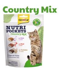 150gr -Country Mix -Nutri Pocket Gimcat - Bánh thưởng giòn có nhân vị Thịt Vịt, Bò, Gà tây