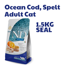 Hạt Adult CAT Ocean Cod, Spelt, Oats & Orange Farmina N&D | Mèo trưởng thành Cá Tuyết, Lúa mì, Yến Mạch & Cam