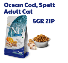 Hạt Adult CAT Ocean Cod, Spelt, Oats & Orange Farmina N&D | Mèo trưởng thành Cá Tuyết, Lúa mì, Yến Mạch & Cam