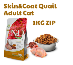 Hạt Adult CAT Quinoa Skin&Coat -Quail, Quinoa, Coconut, Turmeric Farmina N&D | Đẹp da lông Chim cút, Diêm mạch, Dừa, Nghệ Mèo trưởng thành