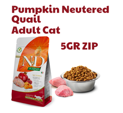 Hạt Adult CAT Pumpkin NEUTERED - Quail, Pumpkin & Pomegranate | Hạt Farmina N&D Chim cun cút, Bí Ngô & Lựu cho Mèo Triệt sản
