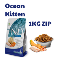 KITTEN Ocean -Cod, Shrimp, Pumpkin And Cantaloupe Melon | Hạt Farmina N&D Cá Tuyết, Tôm, Bí Ngô Và Dưa Đỏ cho Mèo Con