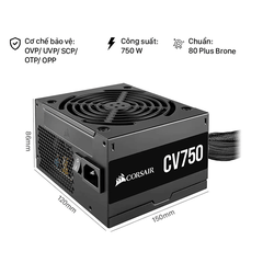 PSU CORSAIR CV750 750W (80 PLUS BRONE / MÀU ĐEN)