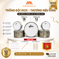 BỘ TRỐNG ĐỘI KING - INOX 5 CHIẾC KÈM PHỤ KIỆN
