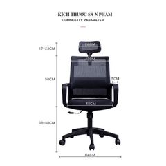 Ghế Xoay Văn Phòng Lưng Lưới Thoáng Khí Chân Nhựa Đúc | 1003 | Nội Thất Anh Hoàng