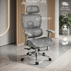 Ghế Công Thái Học Model 900 Black Grey Lưới Có Chỉnh Mâm, Gác Chân - Ghế Xoay Văn Phòng Ngả Lưng Thư Giãn | Nội Thất Anh Hoàng