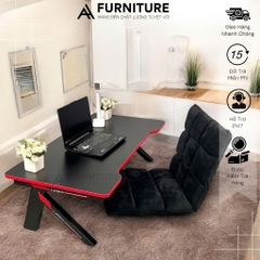 1 Bộ Bàn Ghế Máy Tính Gaming Splus Màu Đen Gấp Gọn Tiện Lợi KB02 + Tatami Xám | Nội Thất Anh Hoàng