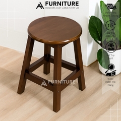 Ghế Gỗ Cao Su Tròn Cao 45cm Màu Tự Nhiên – Lắp Ráp Tiện Lợi, Nhẹ Gọn, Đa Năng | Nội Thất Anh Hoàng