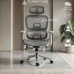 Ghế Công Thái Học Model 900 Black Grey Lưới Có Chỉnh Mâm, Gác Chân - Ghế Xoay Văn Phòng Ngả Lưng Thư Giãn | Nội Thất Anh Hoàng