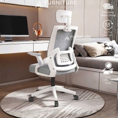 Ghế Xoay Văn Phòng Model 588 Black - Thiết Kế Ergonomic Hỗ Trợ Cột Sống, Tựa Đầu Điều Chỉnh Phù Hợp Làm Việc Và Học Tập