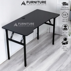 Bàn Máy Tính Gaming Có Thể Xếp Gọn Mặt Màu Đen Viền Đen Đã Lắp Sẵn Tiện Lợi | XEP02 GAME | Nội Thất Anh Hoàng