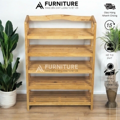 Kệ Giày Dép 5 Tầng Gỗ Cao Su Thiết Kế Rộng Rãi, Để Được 15 Đôi